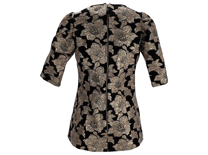 Blusa a maniche corte in jacquard lurex floreale Marni in cotone nero - vista 3