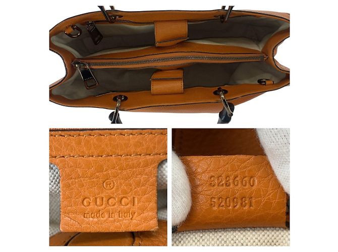 Gucci Bamboo Leder 2-Wege Tote Bag Orange - Ansicht 4