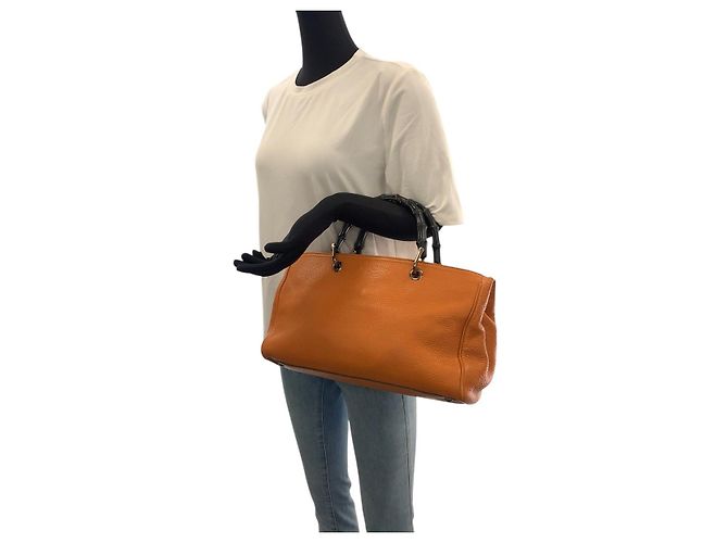 Gucci Bamboo Leder 2-Wege Tote Bag Orange - Ansicht 7