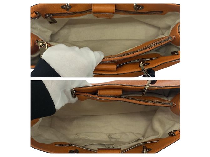 Gucci Bamboo Leder 2-Wege Tote Bag Orange - Ansicht 9