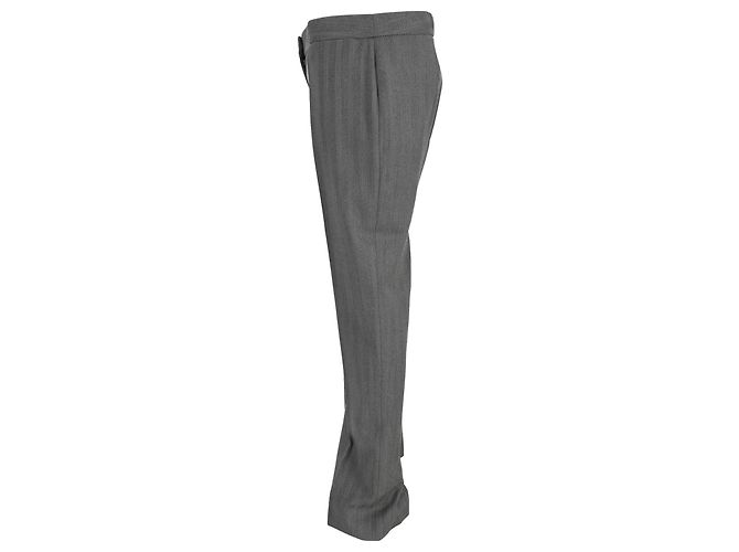 Alexander McQueen Straight Leg Trousers in Grey Wool - view 2