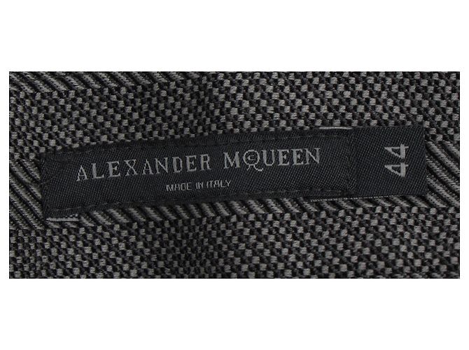 Alexander McQueen Straight Leg Trousers in Grey Wool - view 4