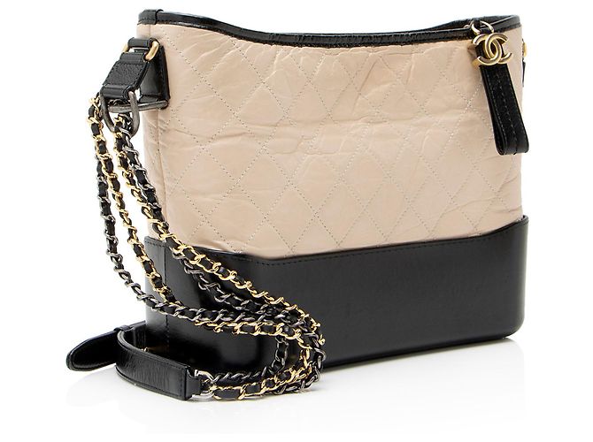 Chanel Gabrielle Medium Hobo in pelle di vitello invecchiata Marrone Beige - vista 2