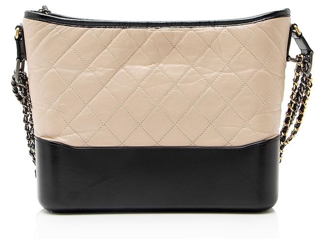 Chanel Gabrielle Medium Hobo in pelle di vitello invecchiata Marrone Beige - vista 3