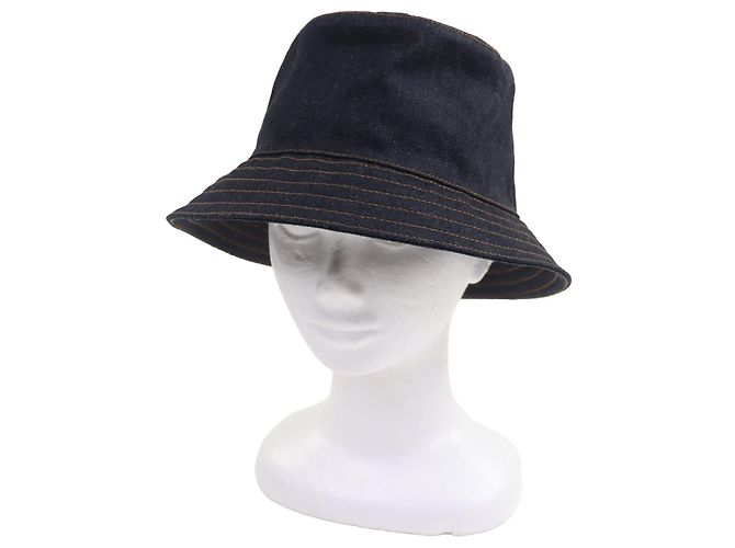 Cappello bucket in denim di cotone ricamato H di Hermès 60 Blu - vista 3