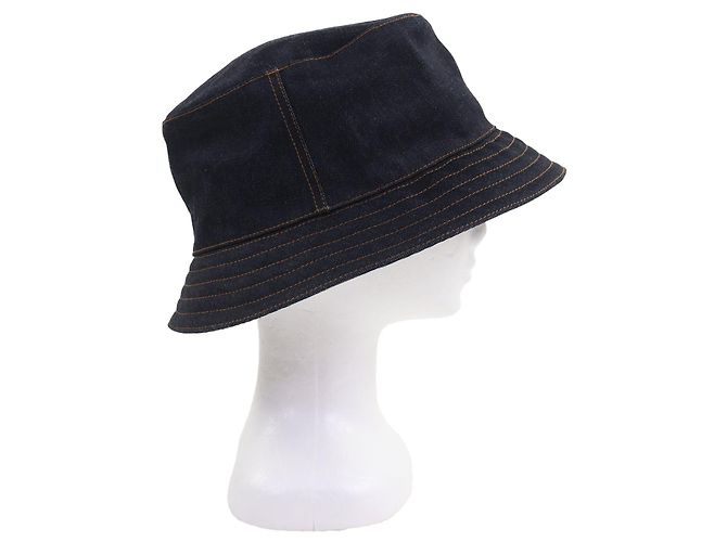 Cappello bucket in denim di cotone ricamato H di Hermès 60 Blu - vista 6