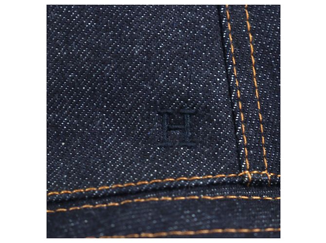 Cappello bucket in denim di cotone ricamato H di Hermès 60 Blu - vista 8