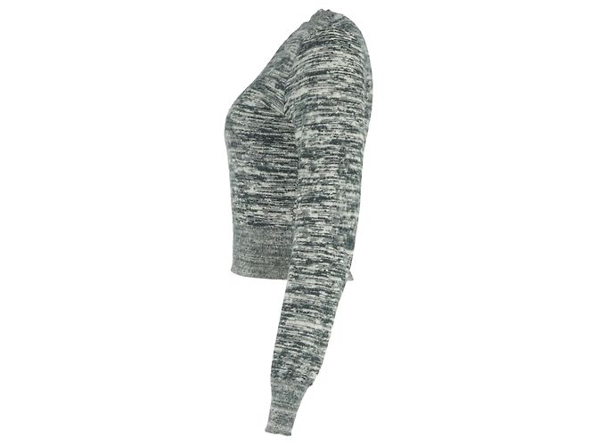 Gekürzter melierter Pullover aus grauer Baumwolle von Victoria Beckham - Ansicht 2