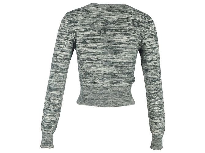 Gekürzter melierter Pullover aus grauer Baumwolle von Victoria Beckham - Ansicht 3