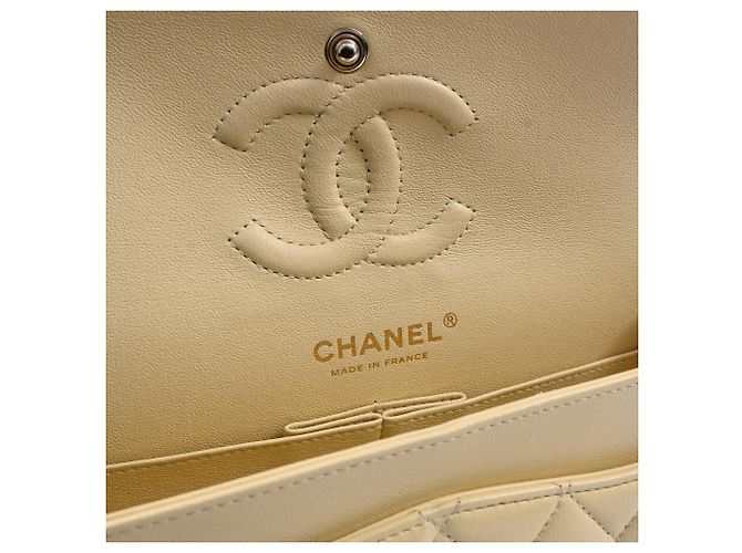 Timeless Borsa classica media a doppio flap trapuntata Chanel in pelle gialla Giallo - vista 7