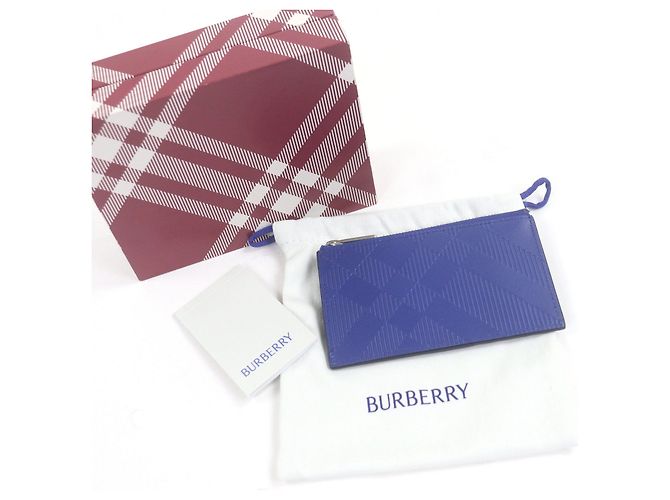 Porta-moedas de couro com padrão xadrez Burberry Azul - vista 2