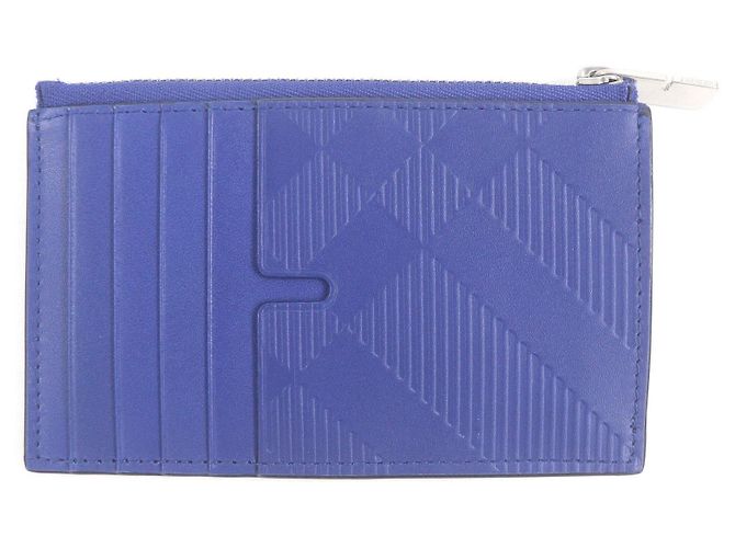 Porta-moedas de couro com padrão xadrez Burberry Azul - vista 3