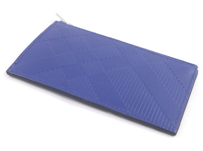 Porta-moedas de couro com padrão xadrez Burberry Azul - vista 5