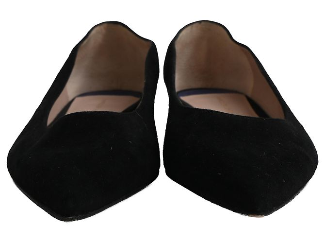 Ballerine a punta Stuart Weitzman in suede nero - vista 2