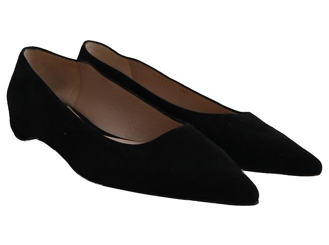 Ballerine a punta Stuart Weitzman in suede nero - vista 4