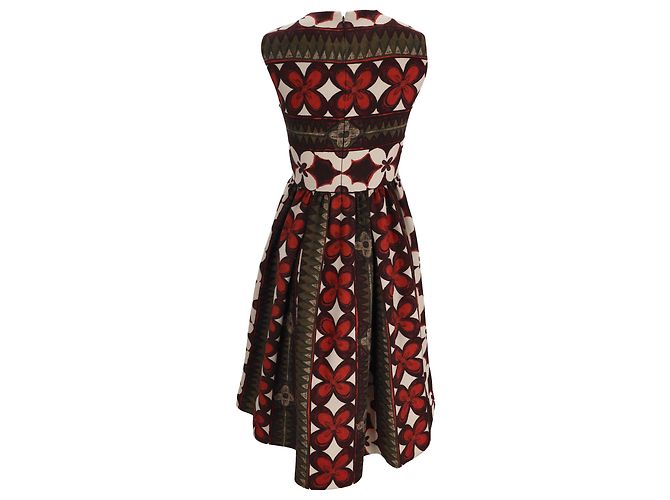 Valentino Garavani Abito midi Valentino con stampa floreale e azteca in lana multicolore - vista 3