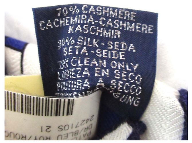 Silk In Sciarpa in cashmere e seta Hermès Carré Jean 140 Patchwork Cavallo Blu - vista 4