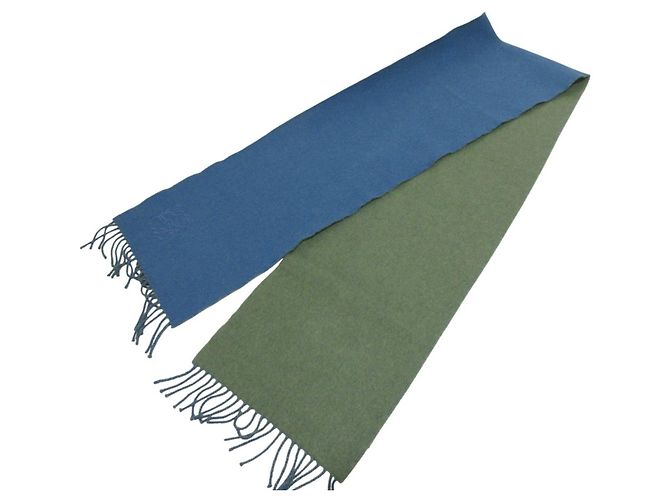 Sciarpa in misto cashmere con frange bicolore ricamata con il logo Loewe Blu Cachi - vista 4