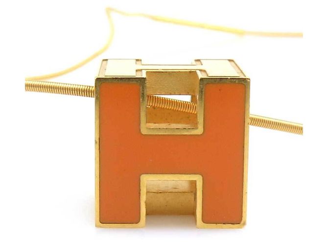 Collana in metallo Cage de H Hermès D'oro Arancione - vista 2