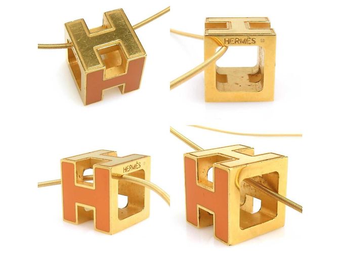 Collana in metallo Cage de H Hermès D'oro Arancione - vista 3