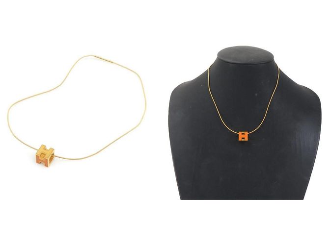 Collana in metallo Cage de H Hermès D'oro Arancione - vista 5