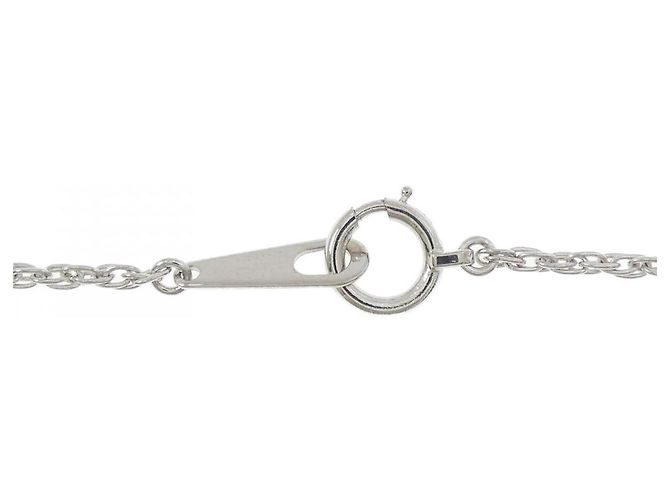 Autre Marque Platinblumen-Saphir-Diamant-Halskette Silber - Ansicht 5