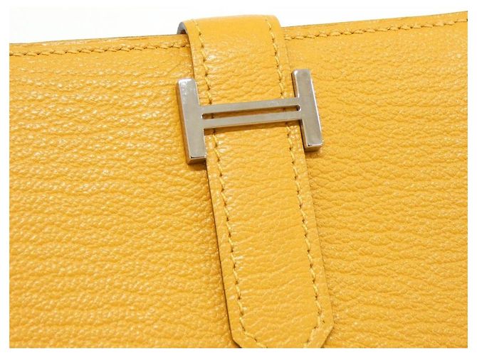 Béarn Portafoglio Mini Bearn in Capra di Hermès Giallo - vista 3