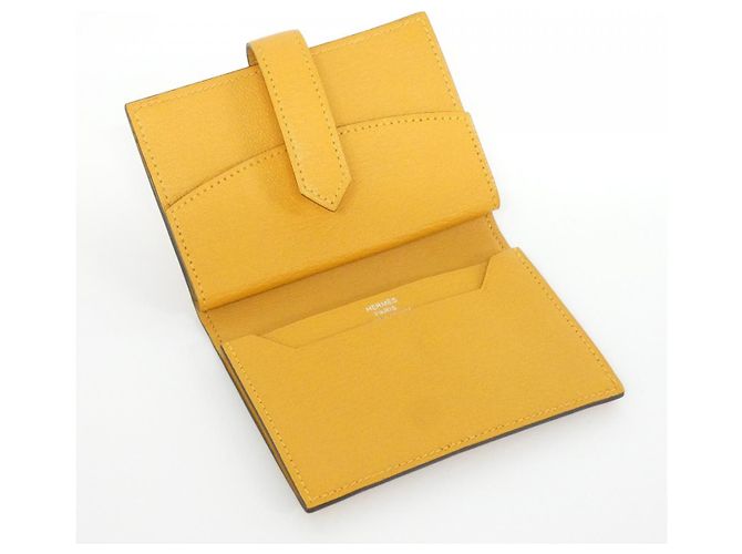 Béarn Portafoglio Mini Bearn in Capra di Hermès Giallo - vista 5
