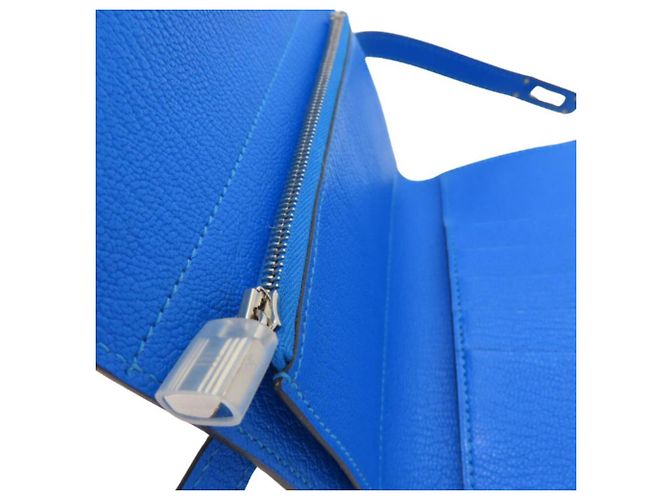 Cartera Kelly Hermès de cabra plegable Azul - vista 10