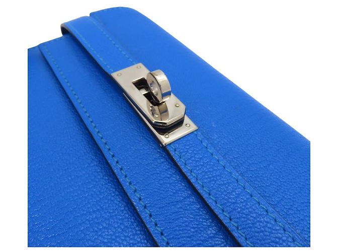 Cartera Kelly Hermès de cabra plegable Azul - vista 5