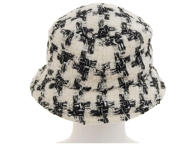 Timeless Cappello in tweed a scacchi COCO di Chanel in lana Nero Bianco - vista 3