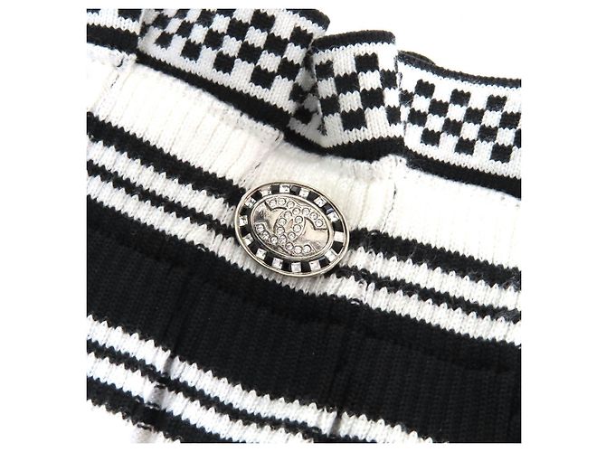 Timeless Gonna Mini Multi-Bordi Logo COCO Mark di Chanel Nero Bianco - vista 5