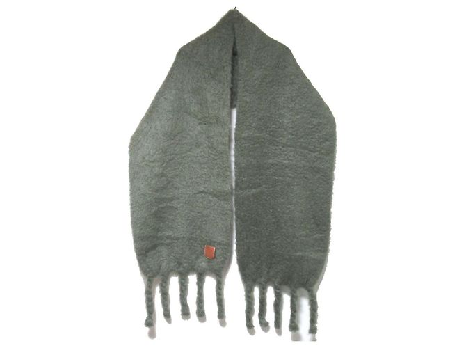 Mohair-Fransen-Schal mit Anagramm-Patch von Loewe Grün - Ansicht 2