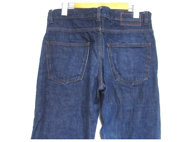 Calças de denim com patch de couro e botão Hermès Série 40 Azul - vista 4