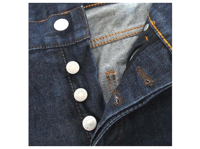 Calças de denim com patch de couro e botão Hermès Série 40 Azul - vista 5