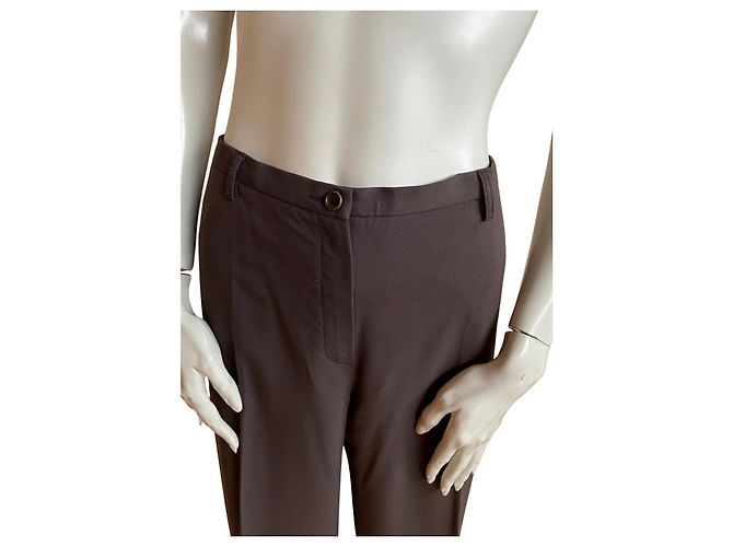 Gerard Darel Pantalones de traje marrón chocolate Gérard Darel – Corte recto elegante Marrón oscuro - vista 2
