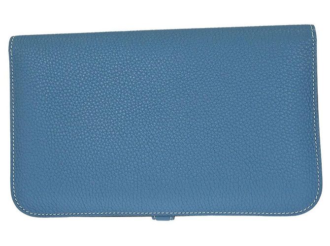 Billetera combinada Dogon Duo de cuero Hermès Azul - vista 2