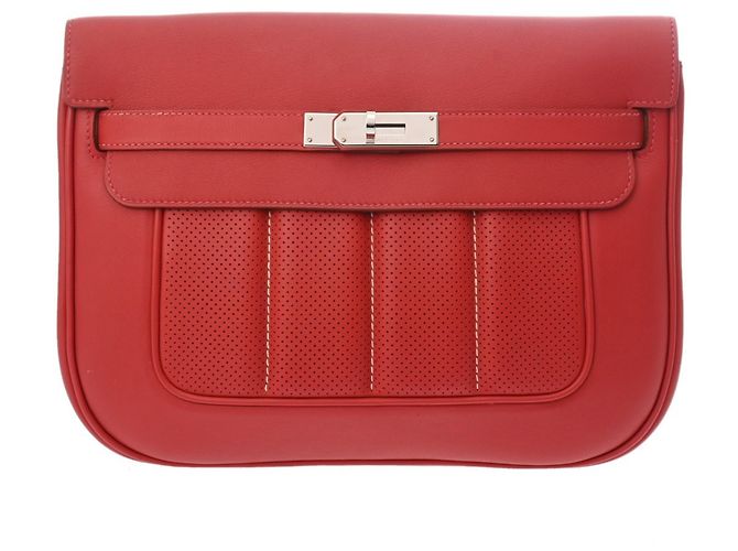 Borsa a Spalla Hermès Berline 28 Rouge Kazak Rosso - vista 2