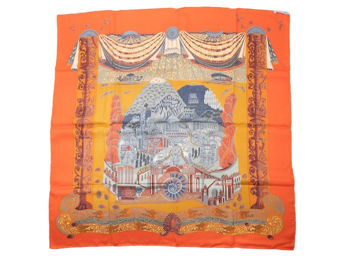 Sciarpa Hermès Carré 90 - L'ATLANTIDE Arancione - vista 12