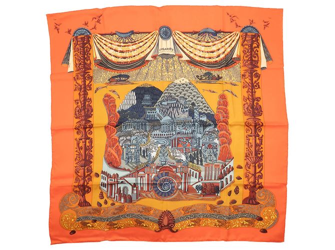 Sciarpa Hermès Carré 90 - L'ATLANTIDE Arancione - vista 2