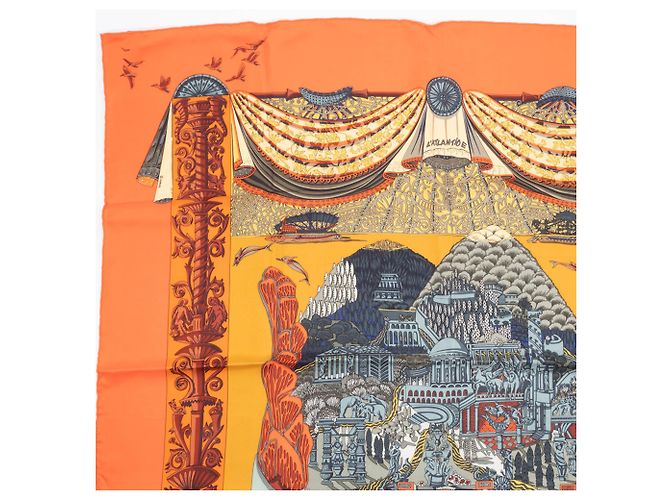 Sciarpa Hermès Carré 90 - L'ATLANTIDE Arancione - vista 4