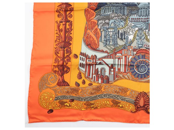 Sciarpa Hermès Carré 90 - L'ATLANTIDE Arancione - vista 6