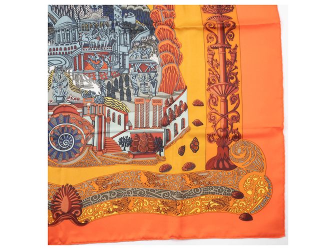 Sciarpa Hermès Carré 90 - L'ATLANTIDE Arancione - vista 7