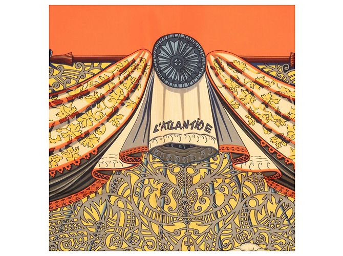 Sciarpa Hermès Carré 90 - L'ATLANTIDE Arancione - vista 8