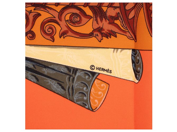 Sciarpa Hermès Carré 90 - L'ATLANTIDE Arancione - vista 9