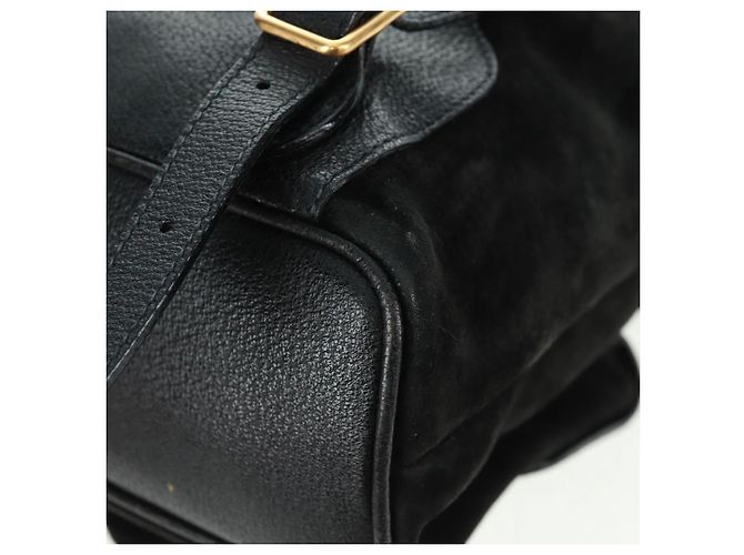 Zaino in suede Gucci Bamboo Nero Oro 003 58 0016 Auth 161768 D'oro - vista 19