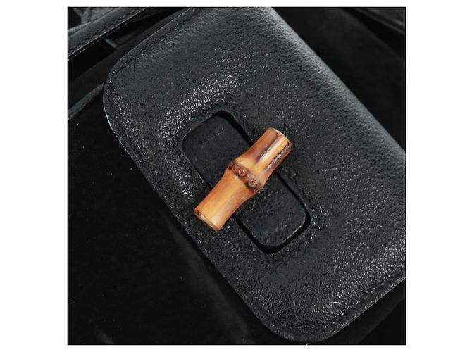 Zaino in suede Gucci Bamboo Nero Oro 003 58 0016 Auth 161768 D'oro - vista 21