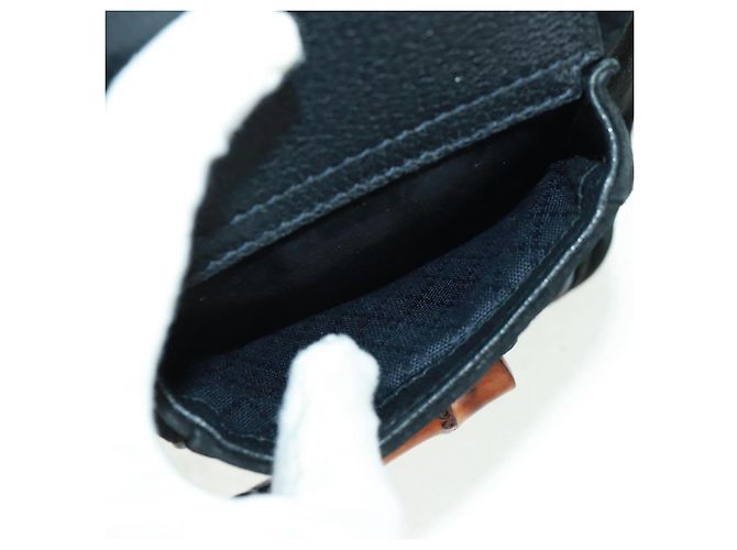 Zaino in suede Gucci Bamboo Nero Oro 003 58 0016 Auth 161768 D'oro - vista 23