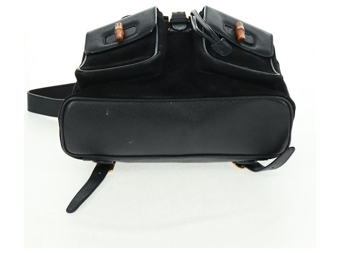 Zaino in suede Gucci Bamboo Nero Oro 003 58 0016 Auth 161768 D'oro - vista 5