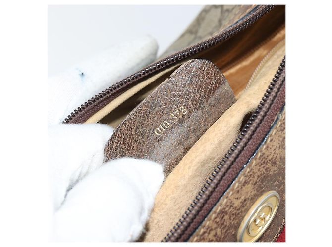 Borsa a Spalla Gucci GG Supreme Web Sherry Line PVC Beige 010 378 Auth 162998 - vista 12